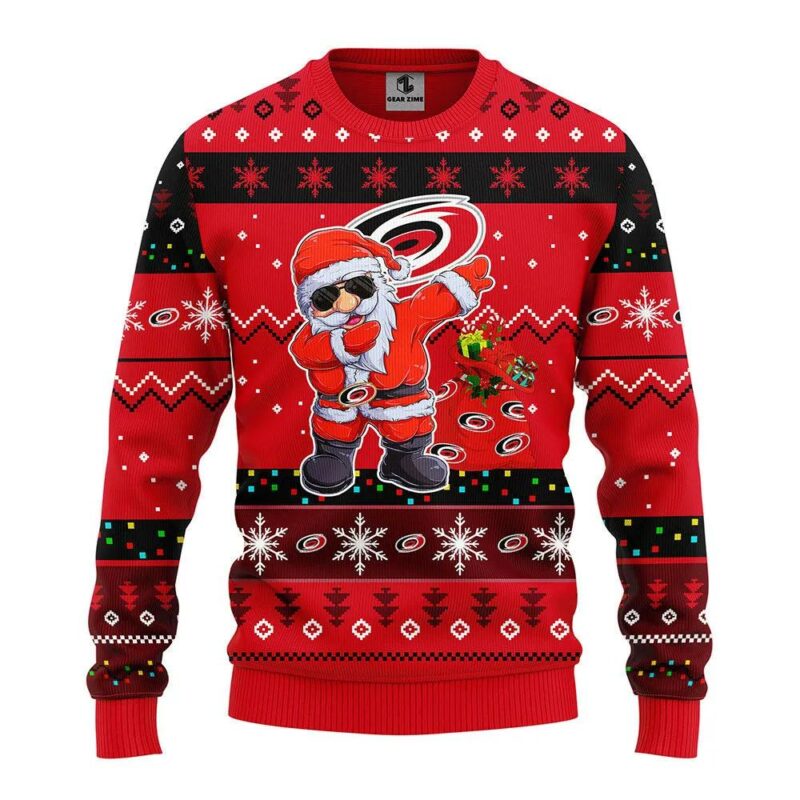 Carolina Hurricanes Dabbing Santa Claus Ugly Christmas Sweater, NHL Christmas Sweater
