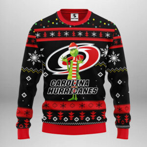 Carolina Hurricanes Funny Grinch Ugly Christmas Sweater, Grinch Xmas Sweater