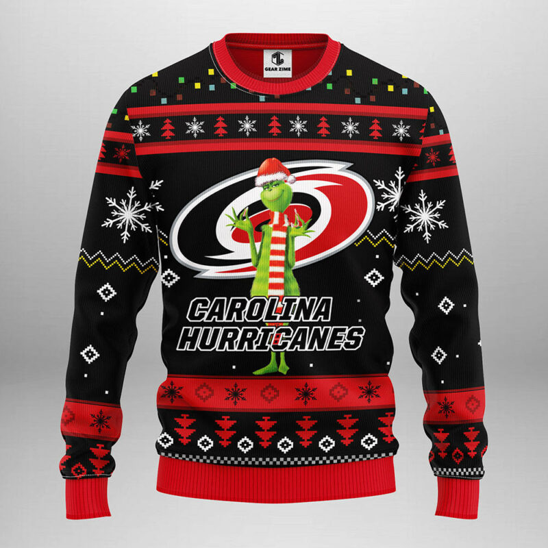 Carolina Hurricanes Funny Grinch Ugly Christmas Sweater, Grinch Xmas Sweater