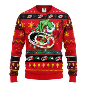 Carolina Hurricanes Grinch Ugly Christmas Sweater, Grinch Xmas Sweater