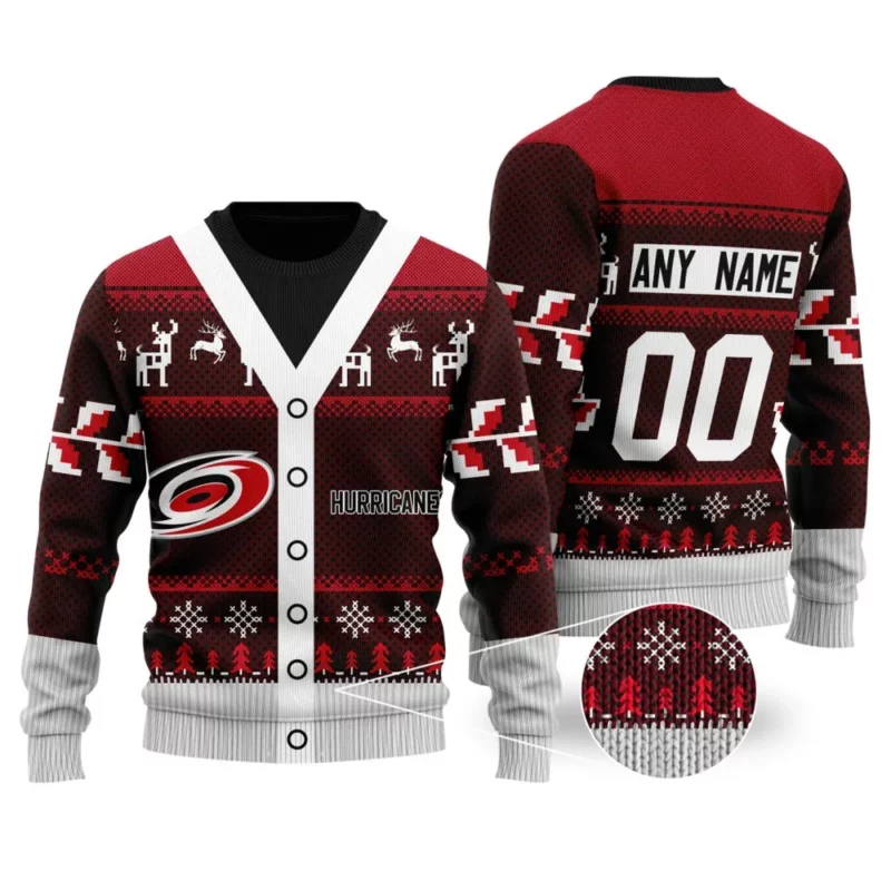 NHL Carolina Hurricanes | Personalized Name &amp; Number Unisex Sweater For Christmas Season