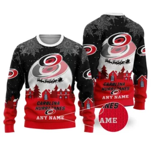 NHL Carolina Hurricanes Personalized Name Christmas Ugly Sweater Design ST2306