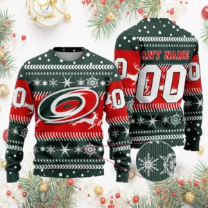 NHL Carolina Hurricanes | Personalized Name &amp; Number Unisex Sweater For Christmas Season
