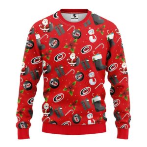 Carolina Hurricanes Santa Claus Snowman Ugly Christmas Sweater, NHL Christmas Sweater