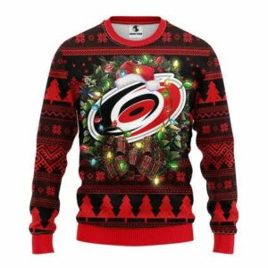 Carolina Hurricanes Santa Hat Ugly Christmas Sweater, NHL Christmas Sweater