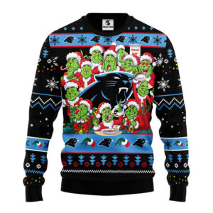 Carolina Panthers 12 Grinch Xmas Day Ugly Christmas Sweater, Grinch Xmas Sweater