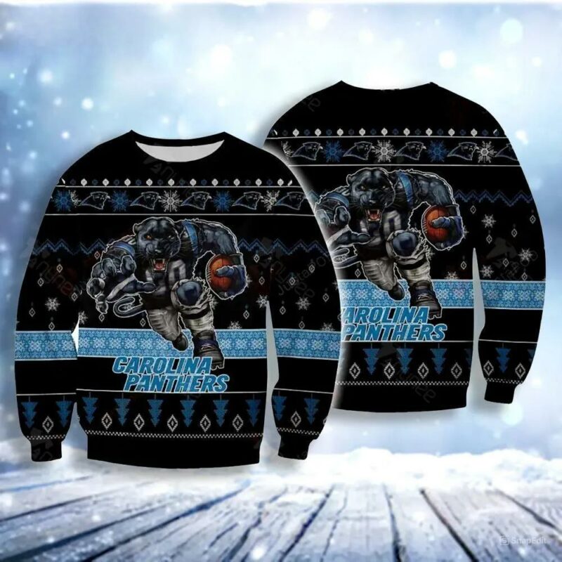 Carolina Panthers Player Rushing Ugly Christmas Sweater, NFL Christmas Sweater