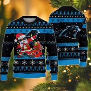 Carolina Panthers Santa Claus Dabbing Ugly Christmas Sweater, NFL Christmas Sweater