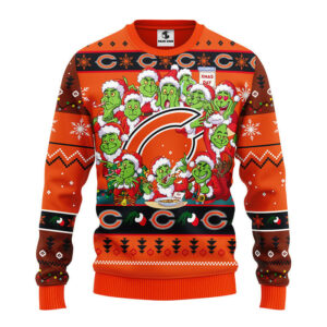 Chicago Bears 12 Grinch Xmas Day Ugly Christmas Sweater, Grinch Xmas Sweater