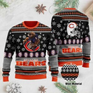Chicago Bears Big Logo Ugly Christmas Sweater, NFL Christmas Sweater