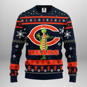 Chicago Bears Funny Grinch Ugly Christmas Sweater, Grinch Xmas Sweater