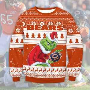Chicago Bears Grinch Stolen Ugly Christmas Sweater, NFL Christmas Sweater