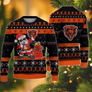 Chicago Bears Santa Claus Dabbing Ugly Christmas Sweater, NFL Christmas Sweater