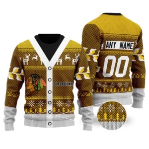NHL Chicago BlackHawks | Personalized Name &amp; Number Unisex Sweater For Christmas Season