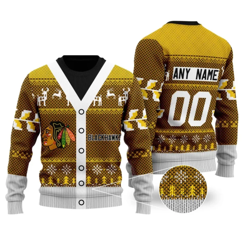 NHL Chicago BlackHawks | Personalized Name &amp; Number Unisex Sweater For Christmas Season