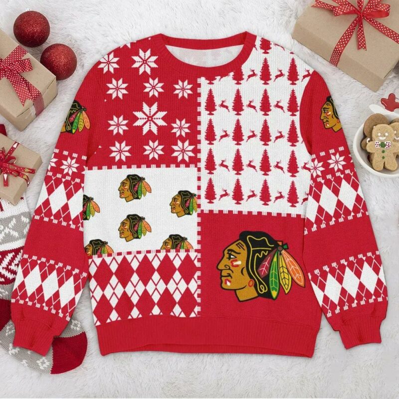 Chicago Blackhawks NHL Ugly Christmas Sweater, NHL Christmas Sweater
