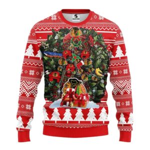 Chicago Blackhawks Tree Ball Christmas Ugly Christmas Sweater, NHL Christmas Sweater