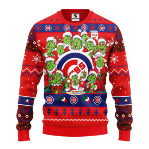Chicago Cubs 12 Grinch Xmas Day Ugly Christmas Sweater, Grinch Xmas Sweater