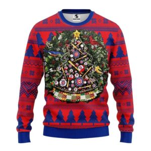 Chicago Cubs Christmas Tree Ball Ugly Christmas Sweater, MLB Christmas Sweater