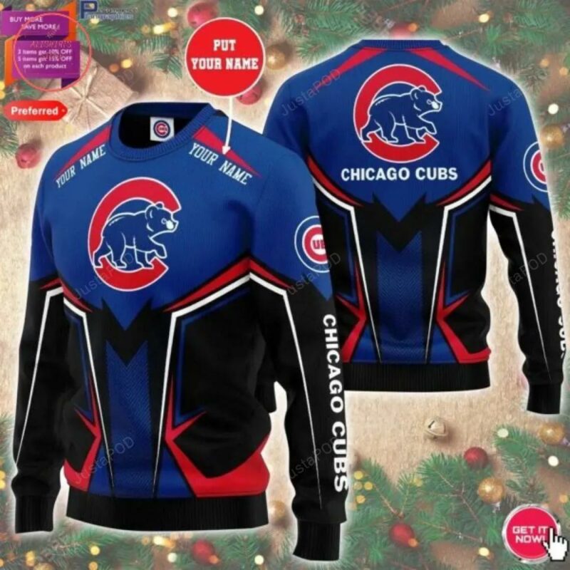 Chicago Cubs For Fans Custom Ugly Christmas Sweater, MLB Christmas Sweater