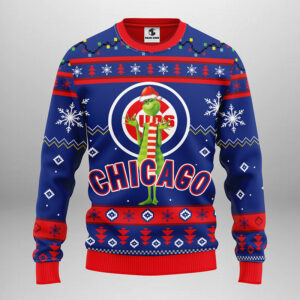 Chicago Cubs Funny Grinch Ugly Christmas Sweater, Grinch Xmas Sweater