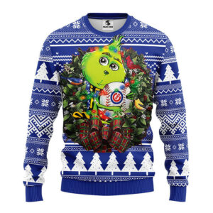 Chicago Cubs Grinch Hug Ugly Christmas Sweater, Grinch Xmas Sweater