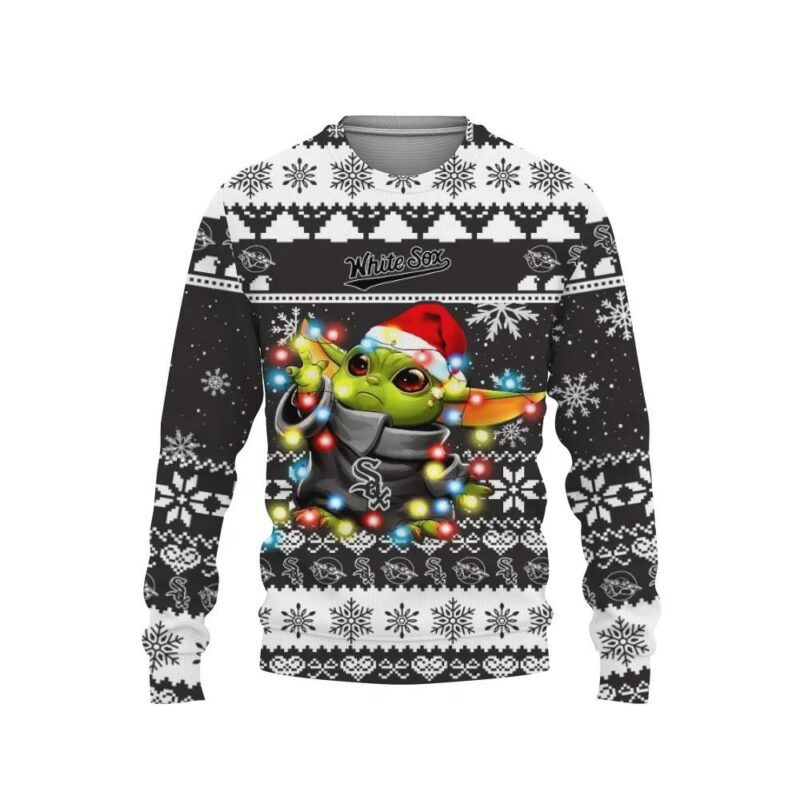 Chicago White Sox Baby Yoda Star Wars Ugly Christmas Sweater, MLB Christmas Sweater