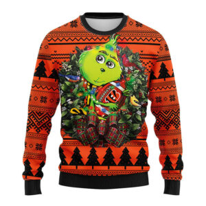 Cincinnati Bengals Grinch Hug Ugly Christmas Sweater, Grinch Xmas Sweater