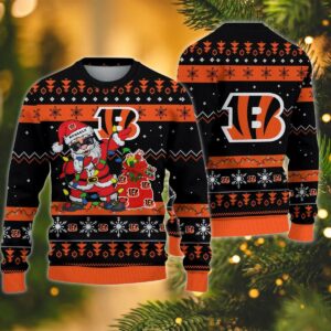 Cincinnati Bengals Santa Claus Dabbing Ugly Christmas Sweater, NFL Christmas Sweater
