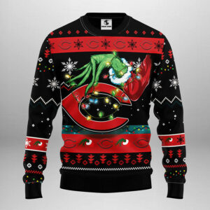 Cincinnati Reds Funny Grinch Ugly Christmas Sweater, Grinch Xmas Sweater