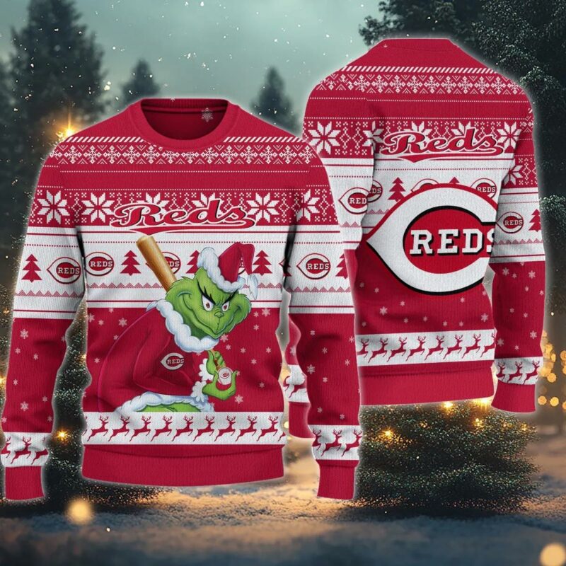 Cincinnati Reds Grinch Stolen Ugly Christmas Sweater, MLB Christmas Sweater