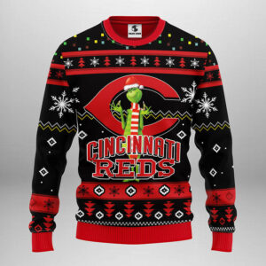 Cincinnati Reds Grinch Ugly Christmas Sweater, Grinch Xmas Sweater