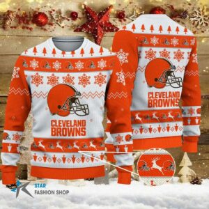 Cleveland Browns Big Logo Ugly Christmas Sweater, NFL Christmas Sweater