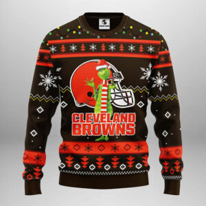 Cleveland Browns Funny Grinch Ugly Christmas Sweater, Grinch Xmas Sweater