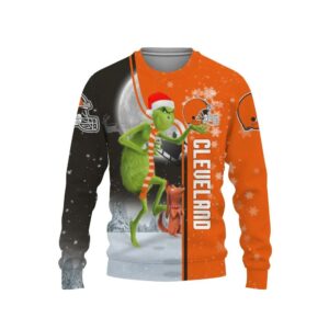 Cleveland Browns Grinch &amp; Scooby?Doo Ugly Christmas Sweater, NFL Christmas Sweater