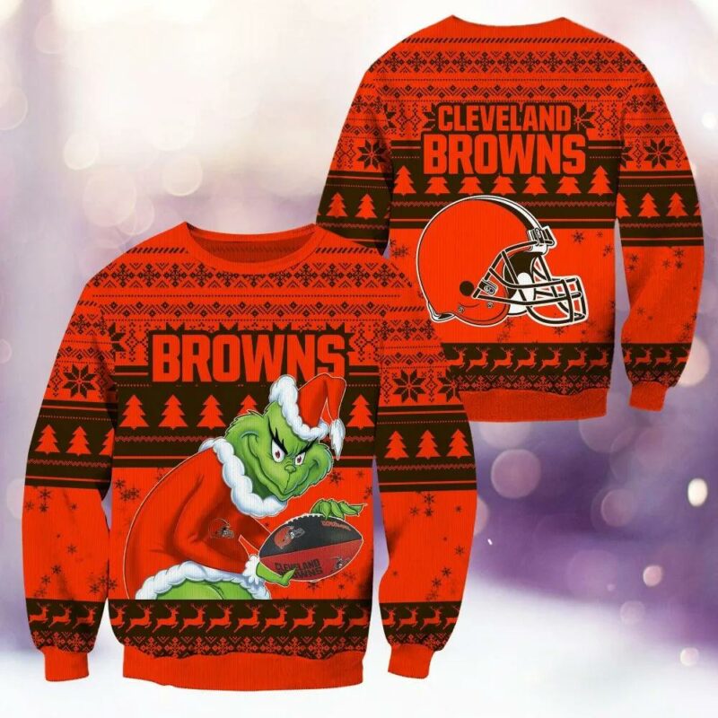 Cleveland Browns Grinch Stolen Ugly Christmas Sweater, NFL Christmas Sweater