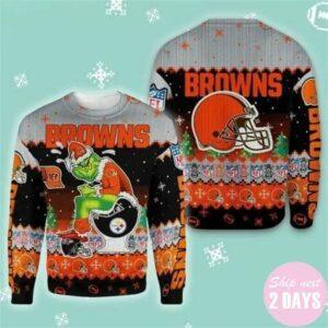 Cleveland Browns The Grinch NFL Ugly Christmas Sweater, NFL Christmas Sweater