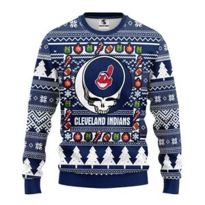 Cleveland Indians Grateful Dead Ugly Christmas Sweater, MLB Christmas Sweater