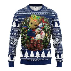 Cleveland Indians Groot Hug Ugly Christmas Sweater, MLB Christmas Sweater
