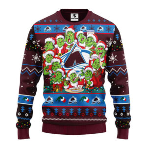 Colorado Avalanche 12 Grinch Xmas Day Ugly Christmas Sweater, Grinch Xmas Sweater