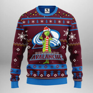 Colorado Avalanche Funny Grinch Ugly Christmas Sweater, Grinch Xmas Sweater