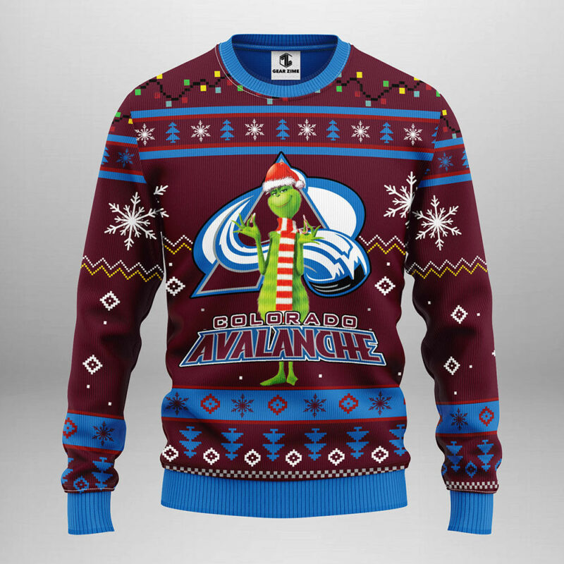 Colorado Avalanche Funny Grinch Ugly Christmas Sweater, Grinch Xmas Sweater