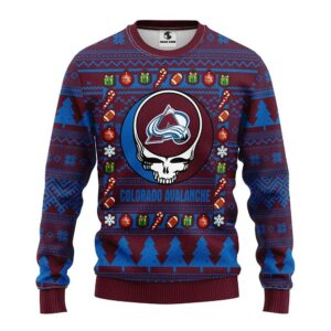 Colorado Avalanche Grateful Dead Ugly Christmas Sweater, NHL Christmas Sweater