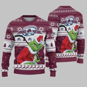 Colorado Avalanche Grinch Stolen Ugly Christmas Sweater, NHL Christmas Sweater