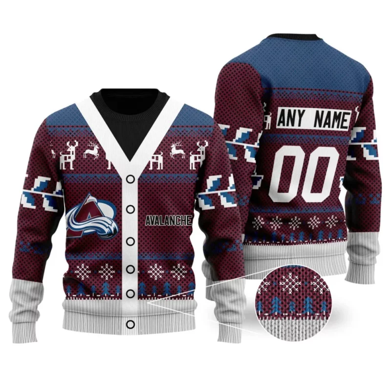 NHL Colorado Avalanche | Personalized Name &amp; Number Unisex Sweater For Christmas Season