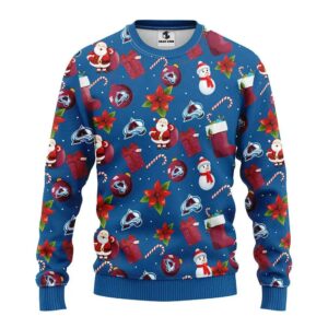 Colorado Avalanche Santa Claus Snowman Ugly Christmas Sweater, NHL Christmas Sweater