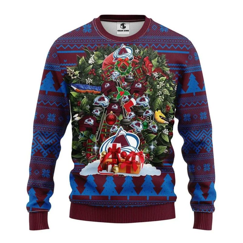 Colorado Avalanche Tree Christmas Ugly Sweater, NHL Christmas Sweater