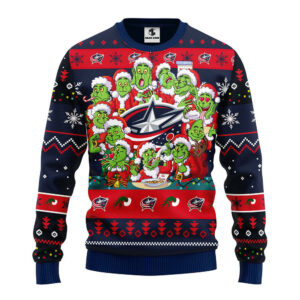 Columbus Blue Jackets 12 Grinch Xmas Day Ugly Christmas Sweater, Grinch Xmas Sweater