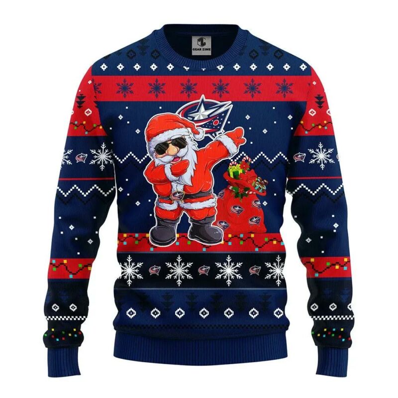 Columbus Blue Jackets Dabbing Santa Claus Ugly Christmas Sweater, NHL Christmas Sweater