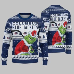 Columbus Blue Jackets Grinch Stolen Ugly Christmas Sweater, NHL Christmas Sweater